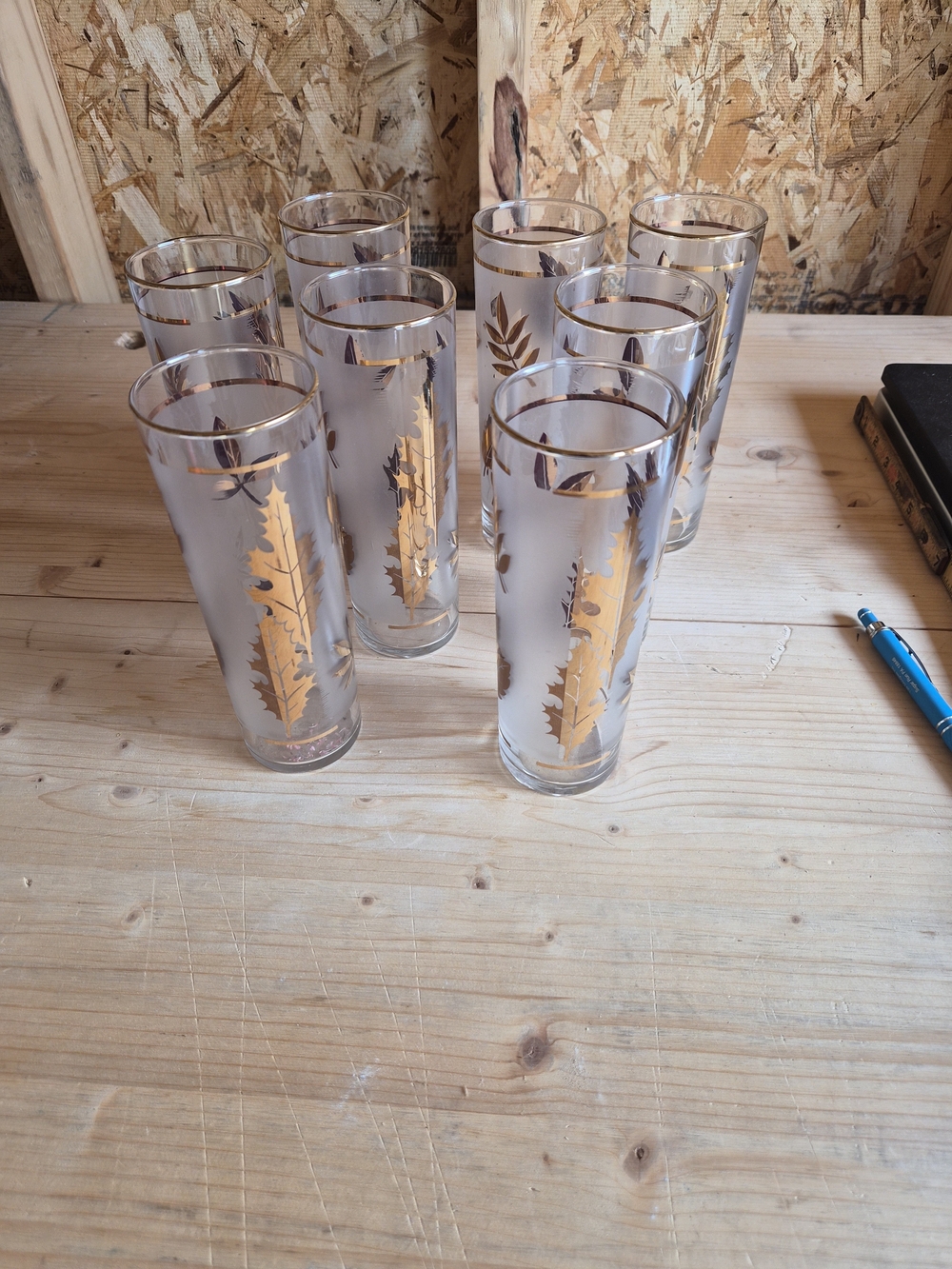 8 Libbey  Glass Company Golden Foliage 12 Oz Tumbler